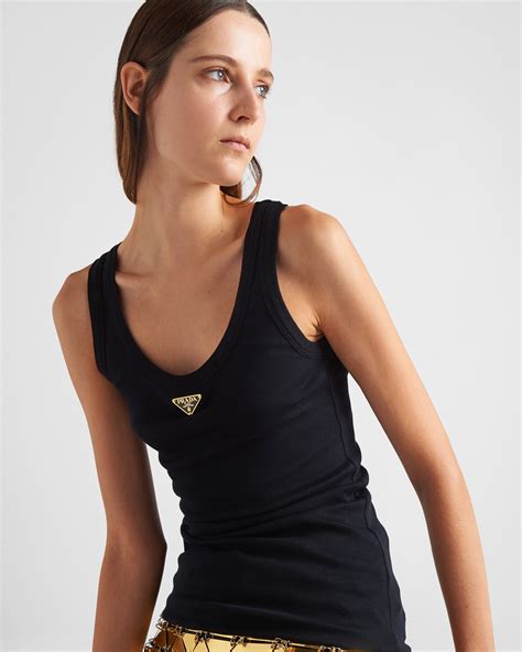 prada black tank top|prada tank top.